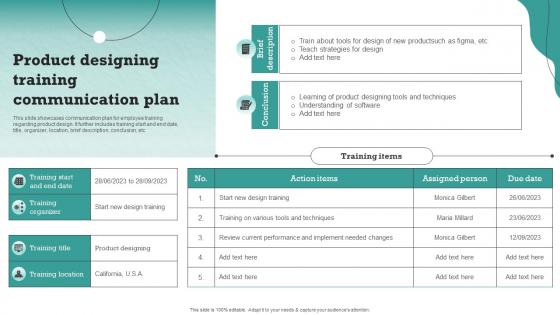 Product Designing Training Communication Plan