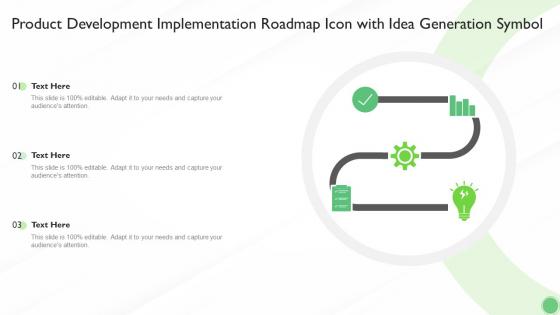Product Development Implementation Roadmap Icon With Idea Generation Symbol