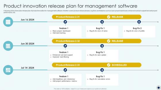 Product Innovation Release Plan For Management Software