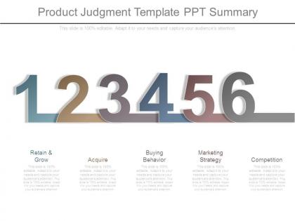Product judgment template ppt summary