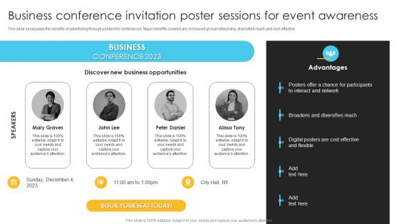 Product Launch And Promotional Business Conference Invitation Poster Sessions For Event Awareness