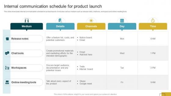 Product Launch Communication Internal Communication Schedule For Product Launch