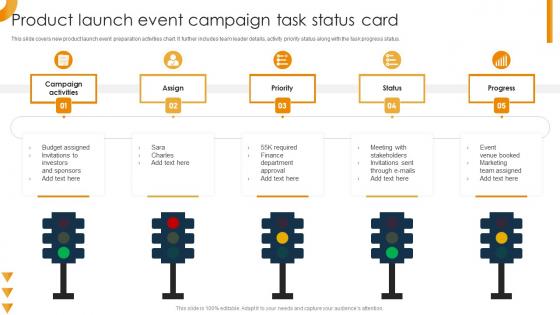 Product Launch Event Campaign Task Status Card