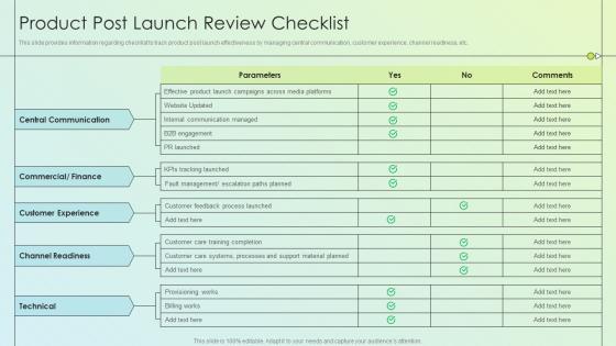 Product Launch Kickoff Planning Product Post Launch Review Checklist