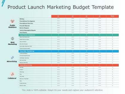 Product launch marketing budget template ppt slides example
