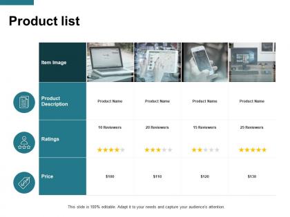 Product list description ppt powerpoint presentation file vector