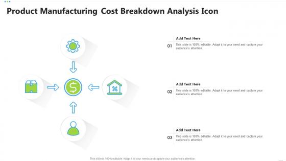 Product manufacturing cost breakdown analysis icon
