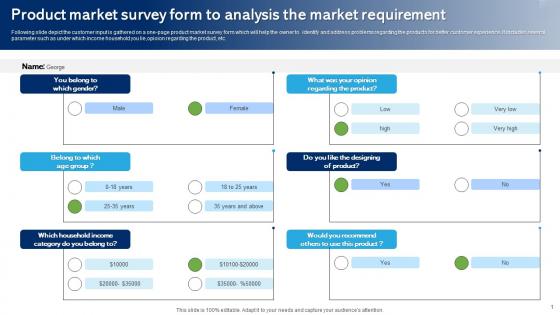 Product Market Survey Form To Analysis The Market Requirement Survey SS