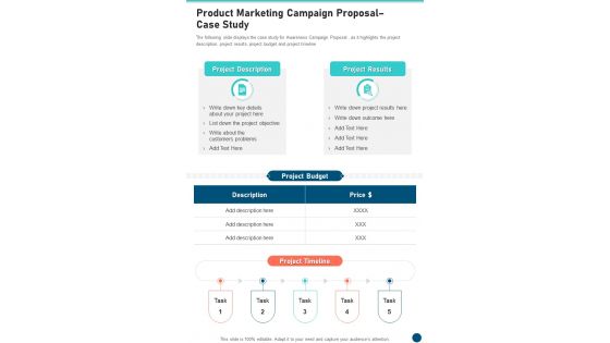 Product Marketing Campaign Proposal Case Study One Pager Sample Example Document