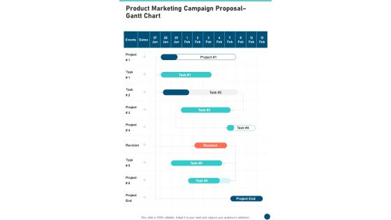 Product Marketing Campaign Proposal Gantt Chart One Pager Sample Example Document
