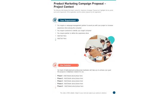 Product Marketing Campaign Proposal Project Context One Pager Sample Example Document