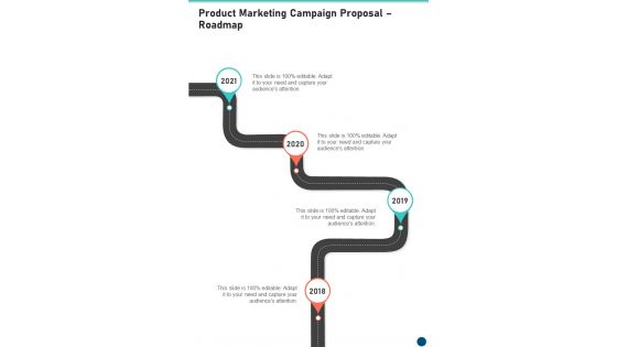 Product Marketing Campaign Proposal Roadmap One Pager Sample Example Document