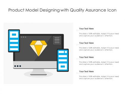 Product model designing with quality assurance icon