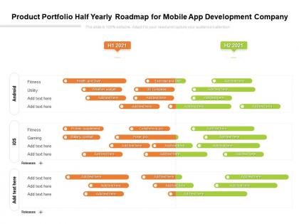 Product portfolio half yearly roadmap for mobile app development company