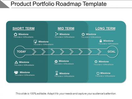 Product portfolio roadmap template powerpoint shapes
