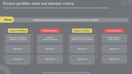 Product Portfolio Vision And Selection Criteria Guide To Introduce New Product Portfolio