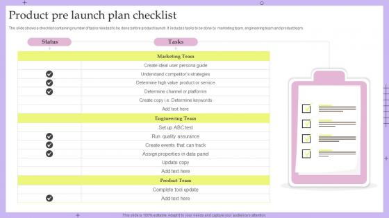 Product Pre Launch Plan Checklist