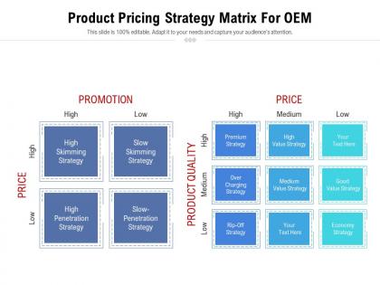 Product pricing strategy matrix for oem