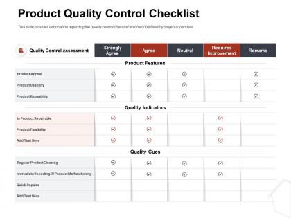 Product quality control checklist neutral ppt example file