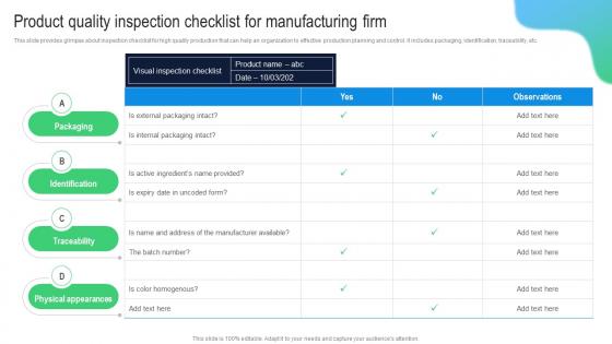 Product Quality Inspection Checklist Building Comprehensive Plan Strategy And Operations MKT SS V