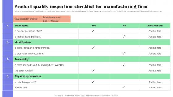 Product Quality Inspection Checklist For Effective Guide To Reduce Costs Strategy SS V