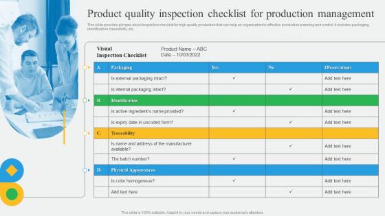 Product Quality Inspection Checklist For New And Advanced Production Control