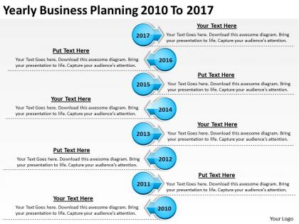 Product roadmap timeline yearly business planning 2010 to 2017 powerpoint templates slides