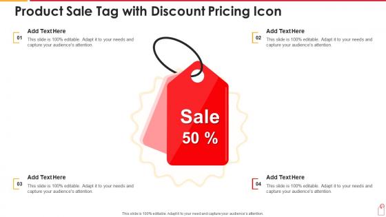 Product sale tag with discount pricing icon