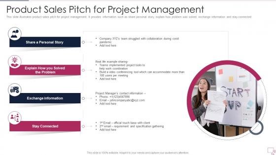 Product Sales Pitch For Project Management