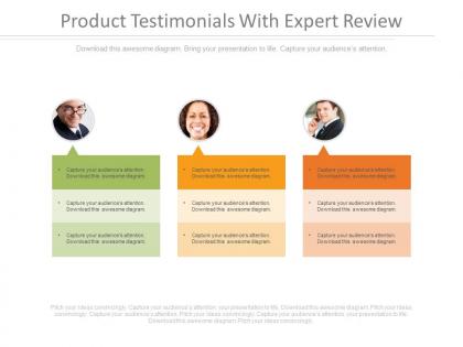 Product Testimonials With Expert Review Ppt Slides
