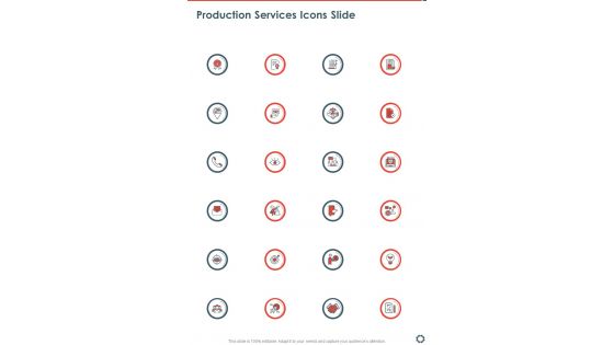 Production Services Icons Slide One Pager Sample Example Document