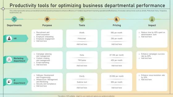 Productivity Tools For Optimizing Business Departmental Performance