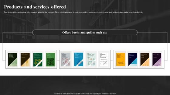 Products And Services Offered Holloway Seed Round Investor Funding Elevator Pitch Deck