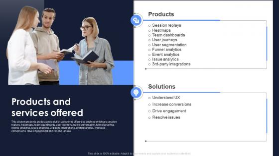 Products And Services Offered Uxcam Investor Funding Elevator Pitch Deck