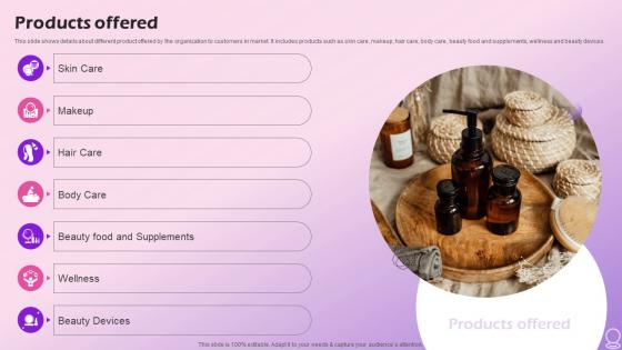 Products Offered Beauty Brand Investor Funding Elevator Pitch Deck