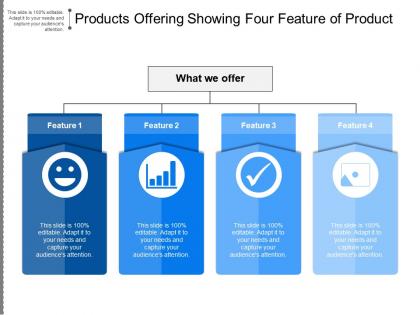 Products offering showing four feature of product