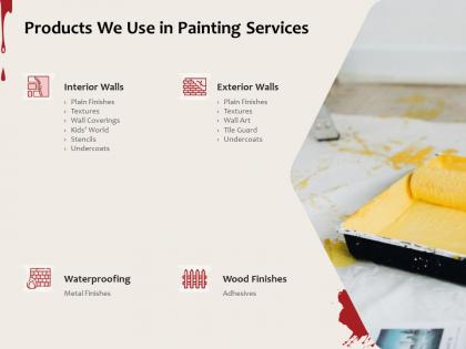 Products we use in painting services ppt powerpoint presentation icon display