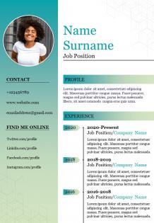 Professional resume powerpoint template design for job search
