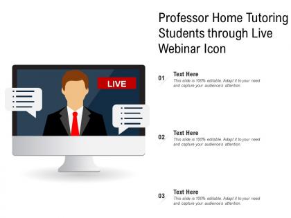 Professor home tutoring students through live webinar icon