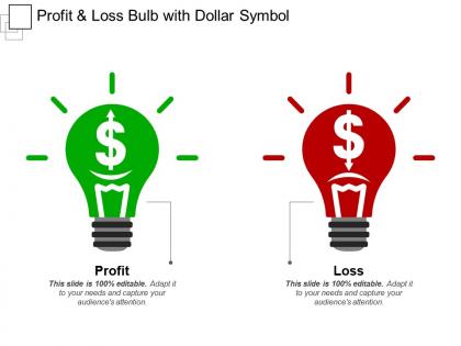 Profit and loss bulb with dollar symbol