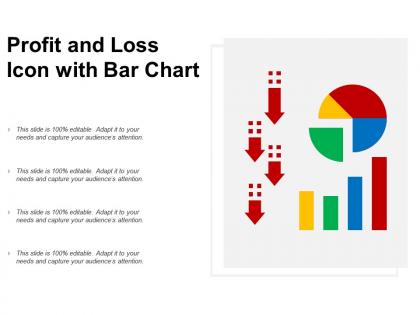 Profit and loss icon with bar chart