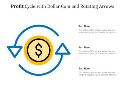 Profit cycle with dollar coin and rotating arrows