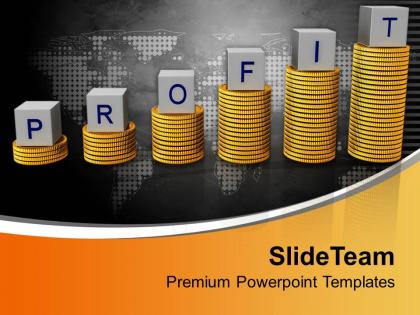 Profit on stack of gold coins success graph powerpoint templates ppt themes and graphics 0213