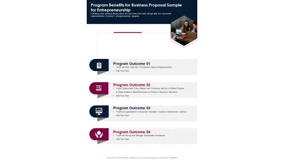 Program Benefits For Business Proposal Sample For Entrepreneurship One Pager Sample Example Document