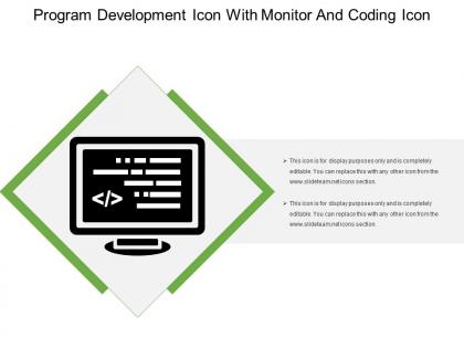 Program development icon with monitor and coding icon