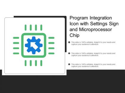 Program integration icon with settings sign and microprocessor chip