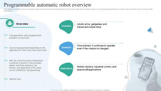 Programmable Automatic Robot Overview Autonomous Mobile Robots It
