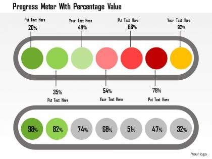 Progress meter with percentage value flat powerpoint design