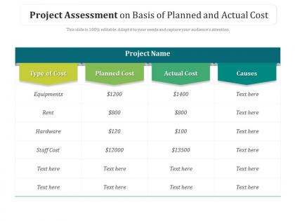 Project assessment on basis of planned and actual cost