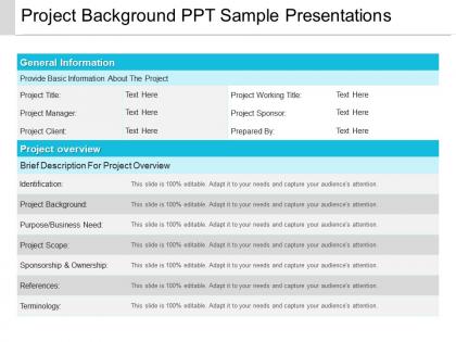 Project background ppt sample presentations